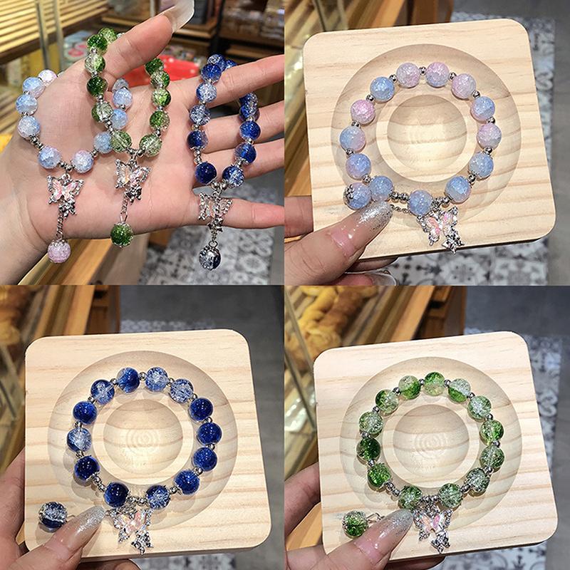 Браслет-нитка из бусин, натуральный кошачий глаз, браслет-бабочка, очаровательный браслет, изысканный, элегантный, для девочек, бусины-бабочки, украшение, ювелирное изделие, подарок