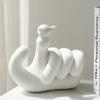 Modern Simple and Creative Fingertip Bird Ornaments, White Ceramic Sculpture,Living Room Home Decoration, Room Craft Decoration Well Suited As A Gift