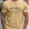 Мужская летняя модная футболка с коротким рукавом, свободная, большого размера, с принтом букв MILANO, из 100% хлопка, с круглым вырезом, повседневная, удобная