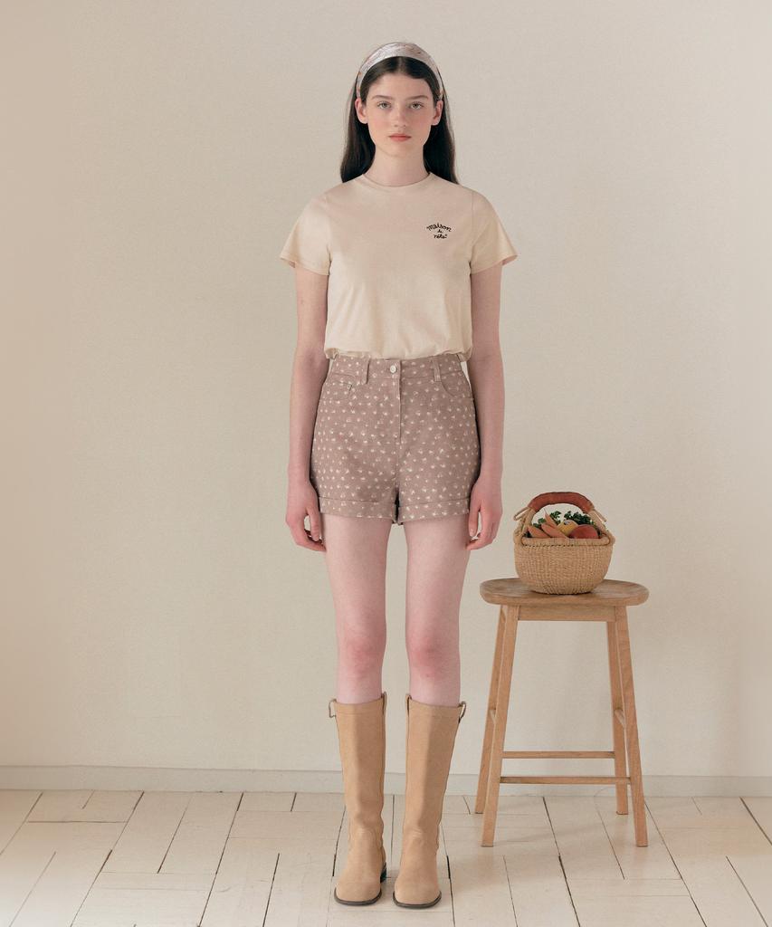 ROLAROLA Flower Half Pants Brown