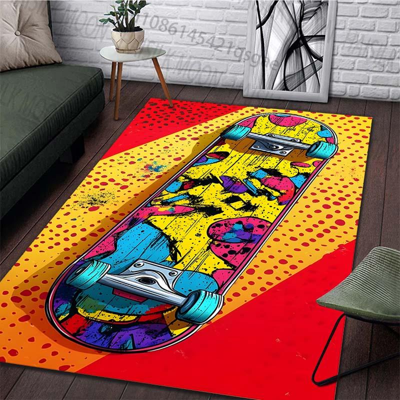 Creative Colorful Skateboard Print Rug Carpets for Bedroom Living Room Sofa Mat Door Mat Dressing Room Rugs Large Size