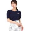 Mishmash Short Sleeve Cable Knit Sweater with Perfect for Office Casual or Basic and Navy Women's Brooch, Outings, Simple,