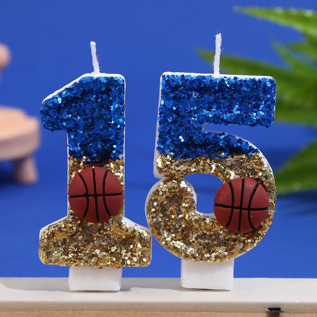 Birthday Candle Number 0-9 Red Blue Cake Candle with Red Basketball,Birthday Party Kids Adults Anniversary Celebrations Supplies