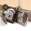 Hollow Heart-Shaped Pocket Watch Necklace Pendant Chain Women