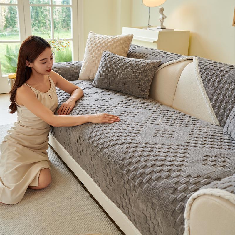 Living Home Non-slip Sofa Cushion Couch Sofa Covers Winter Thicken Warm Rhomboid Slipcover Funda Sofa Mat