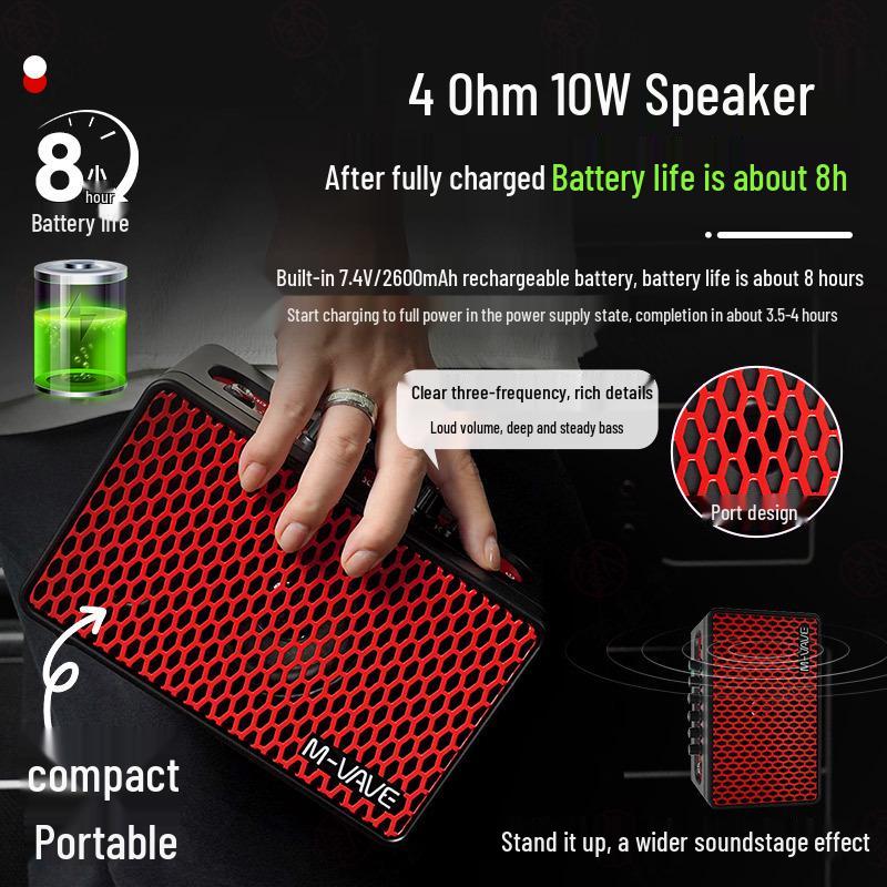 M-VAVE SP100 Bluetooth Портативный гитарный усилитель для выступлений на открытом воздухе и записи