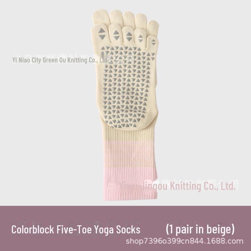 Женские нескользящие хлопковые носки для йоги | Носки для пилатеса с разрезом на пять пальцев и средней посадкой