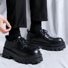 Fashion Men's Thick Soled Leather Shoes Classic Minimalist British Style Suit Business Leisure Office High Quality Derby Black Lace Up