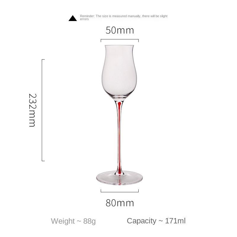 Handmade Crystal Flared Wine Glass Red Rod Sweet Whiskey Tasting Glass for Enhanced Aroma And Flavor Experience