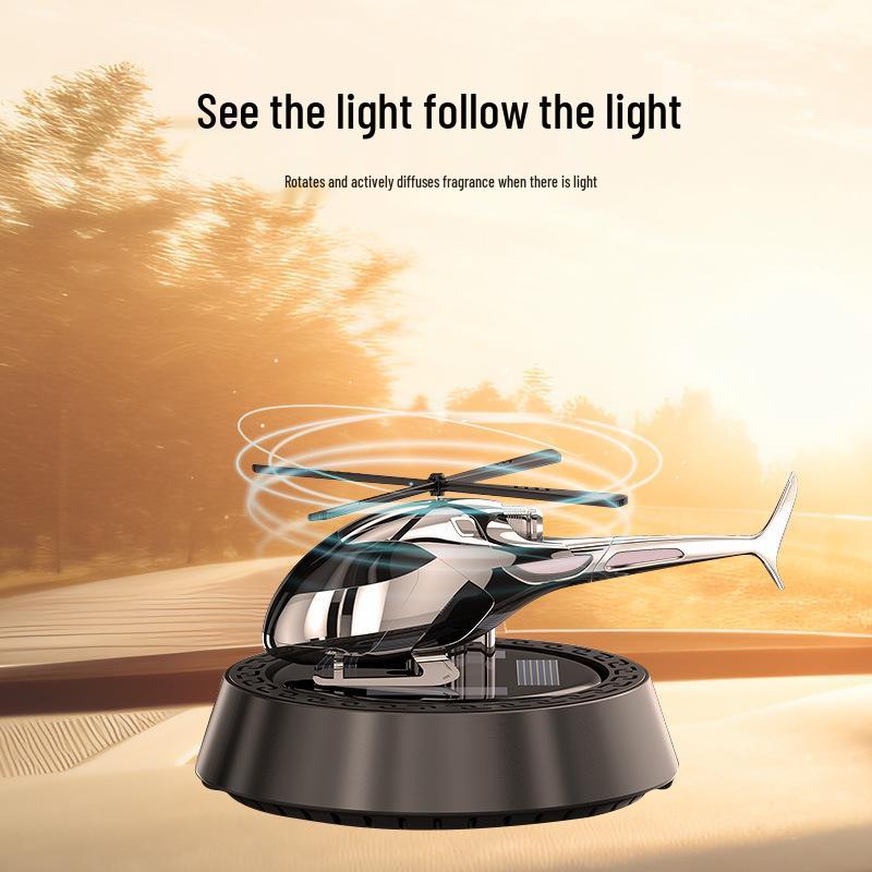 Solar-Powered Rotating Airplane Car Perfume - Long-lasting Fragrance Ornament for Car Interiors.