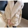 Tuscany Winter New Imitation Fox Fur Collar Down Cotton Clothes Imitation Fur Jacket Warm Medium and Long