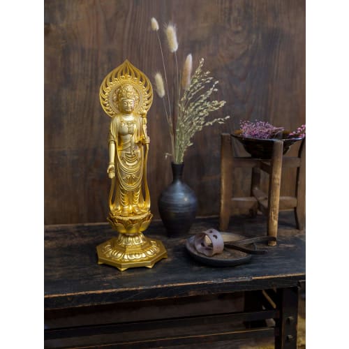 Buddhist statue of Shokannon Bodhisattva, 36cm (gold plated/24k gold), sculptor: Shuun Makita, model: "Tendai, Shingon, Rinzai sects", Takaoka bronzew