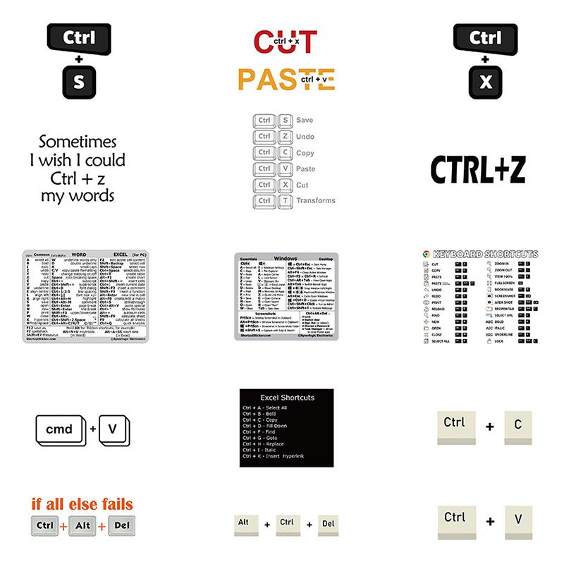 30Pcs Windows+ Word/Excel /Adobe Photoshop Keyboard Guide Shortcut Sticker