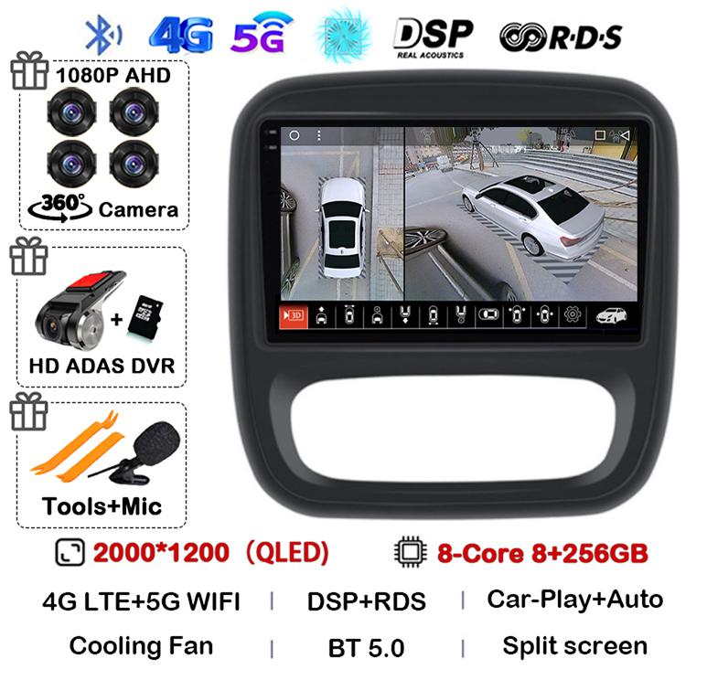 Android 14 Carplay Auto для Renault Trafic 3 2014-2021 Opel Vivaro B 2014-2018 BT Авторадио GPS Мультимедийный Плеер Стерео WIFI+4G