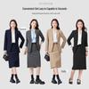 Women's Formal Mid-Length Suit Set: Black/Navy Blue Blazer for Autumn Business, Interview & Professional Wear