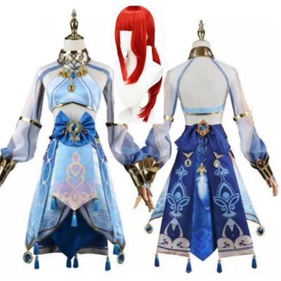 Genshin Impact Game Cos Костюм Nilu Косплей Синее Платье Женский Танцовщица Западного Региона Костюм Полный Косплей