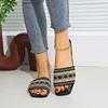 Модная женская обувь 2025 Шлепанцы с открытым носком Женские больших размеров Повседневные Удобные Сандалии смешанных цветов Квадратный носок Шлепанцы с плоской подошвой и бусинами на ремешке