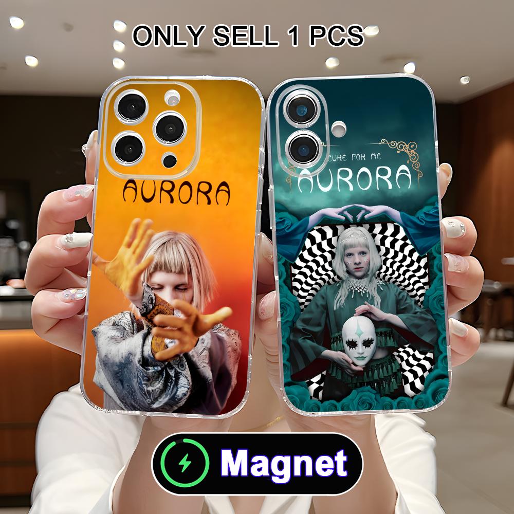Aurora Aksnes Clear TPU Magsafe Mobile Phone Case for iPhone 17 16 15 14 13 12 11 Air Pro Max Plus Mini Colorful Cover