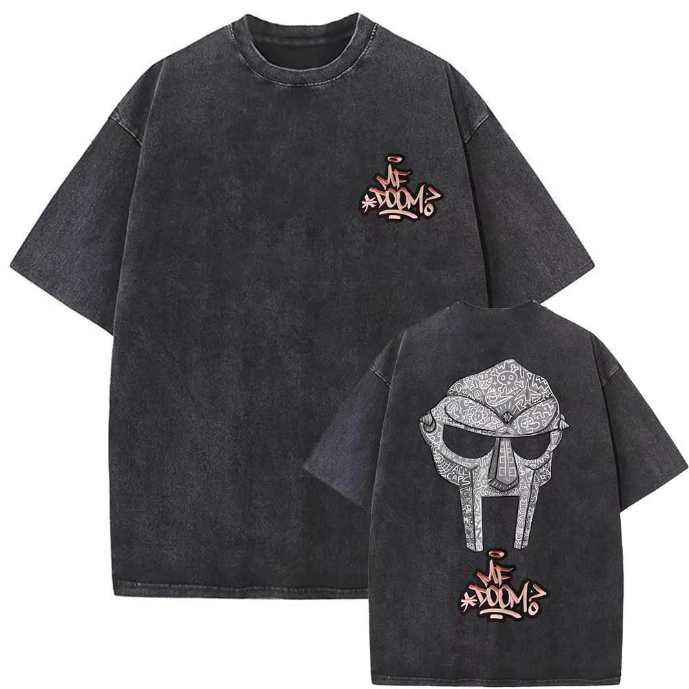 MF DOOM Стирка Черный Графическая Футболка Хип-Хоп Рэп Стритвир Унисекс Футболка
