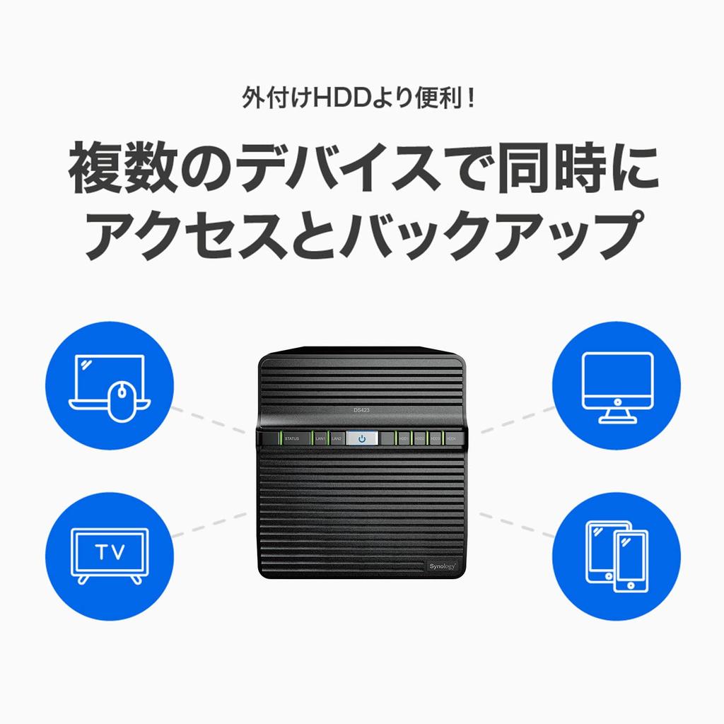 Synology NAS Kit DS423 2GB For Domestic Authorized Distributor Telephone Support Compatible DiskStation 4-bay /G [Guidebook Included] Quad-core CPU,