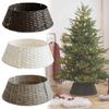Rustic Christmas Tree Collar Woven Wicker Tree Base Stand Cover For Artificial Holiday Decoration Ring Skirt Basket For Tree, Natural & Stable