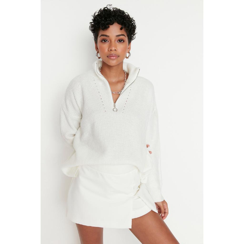 Мягкий текстурированный трикотаж антрацитового цвета на молнии Twoaw20xs0009