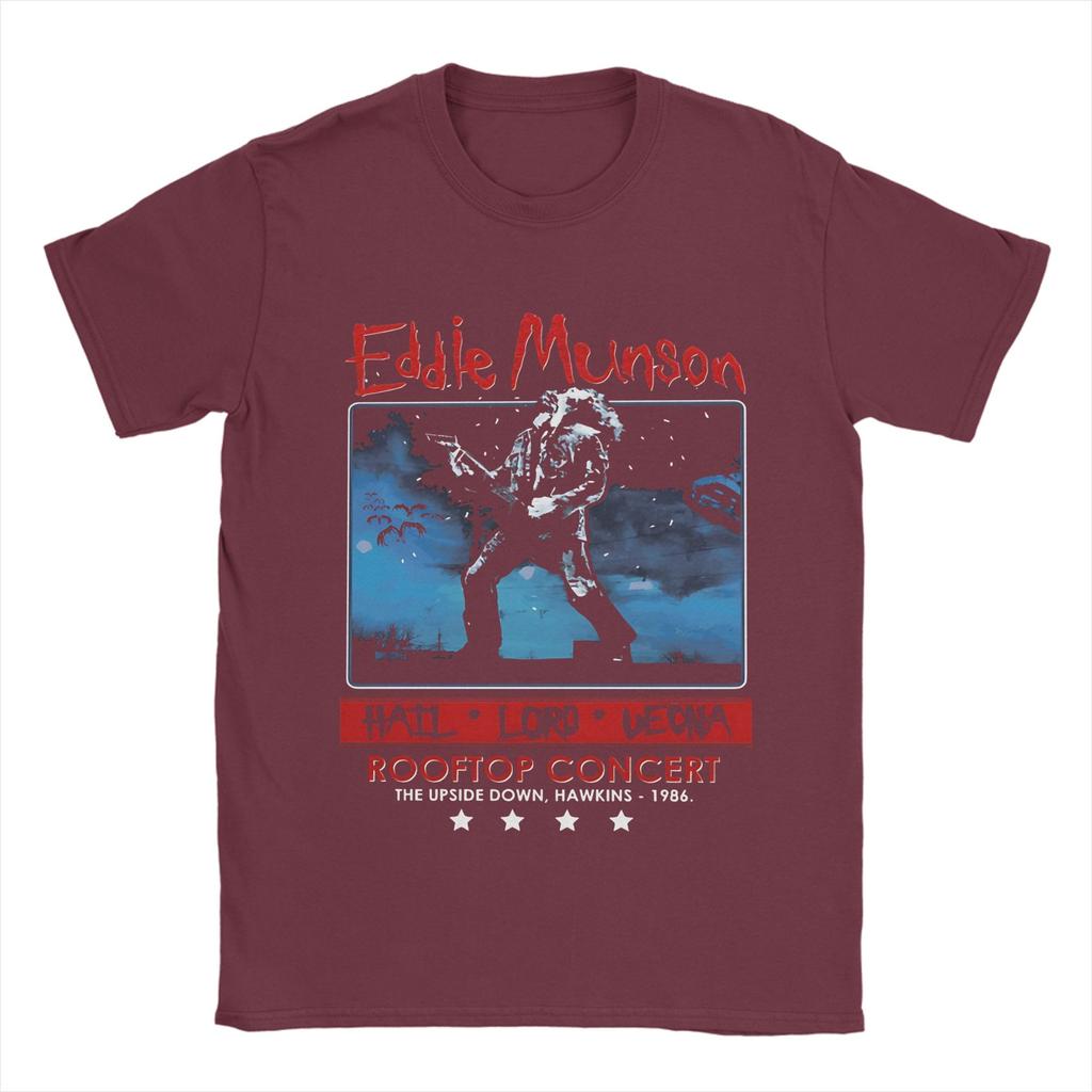 Unisexs TShirts Eddie MunsonS Rooftop Concert Leisure Pure Cotton Tee Short Sleeve Steve T Shirt Round Collar Clothes Gift Idea