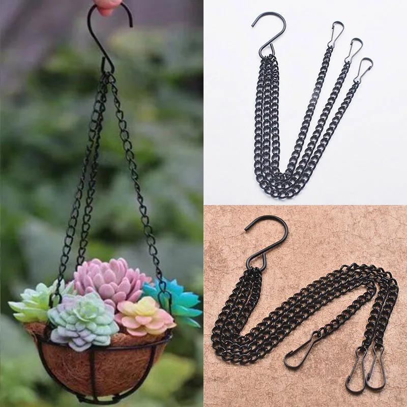 Iron Flower Basket Hanging Chain With Hook For Garden Home Decoration Multifunctional Black Chain DIY Fashion Garden Accessories
