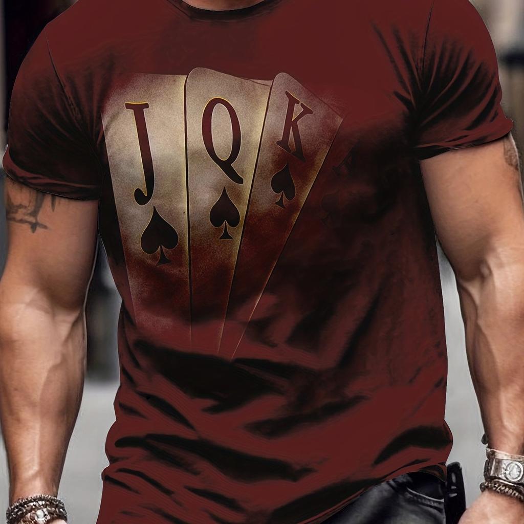 Мужские футболки с графическим 3D-принтом на тему покера, повседневные футболки, удобные пуловеры с короткими рукавами, мужская летняя одежда