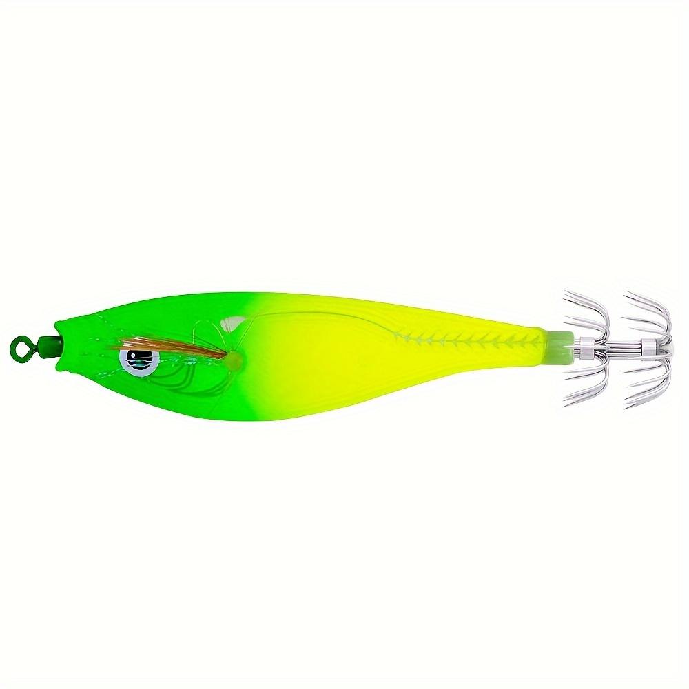 1Pcs Luminous Squid Jig 3.74in (9.5cm) 10g, Multi-Color PVC Fishing Lure Sharp Hooks Lines Sea Fishing Bait Squid Fishing Lures
