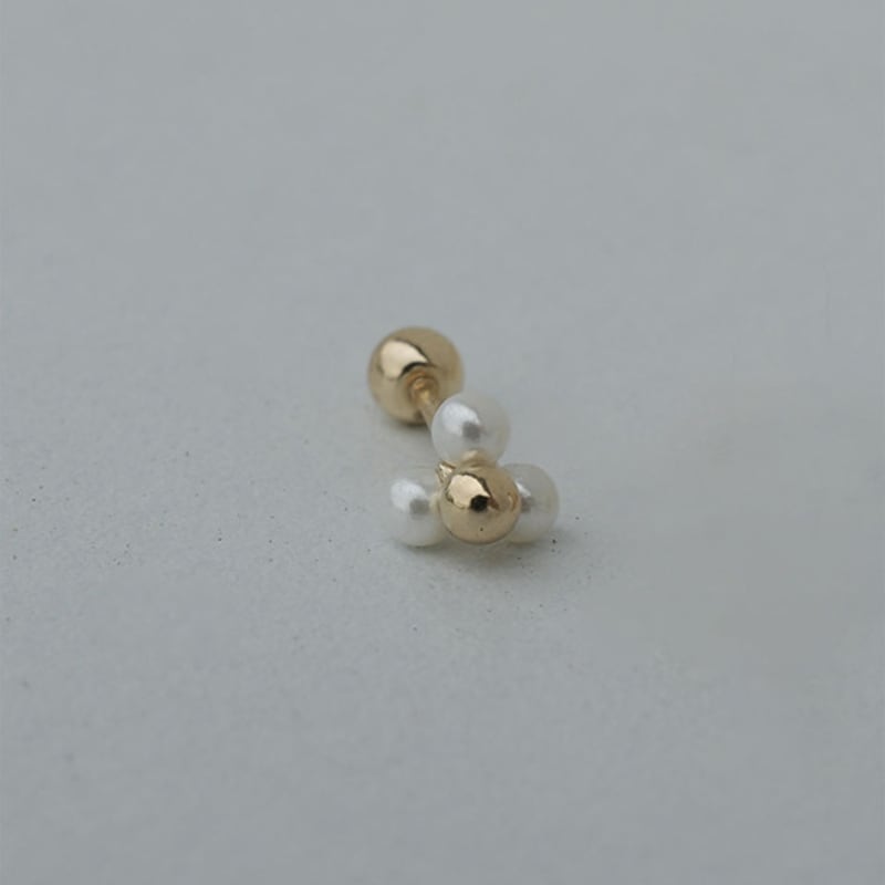 youngglow 14k three pearl flower piercing