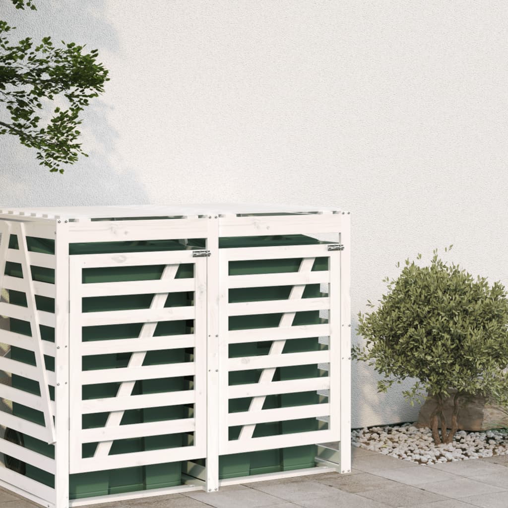 Waste Bin Box Extension White Solid Pine Wood