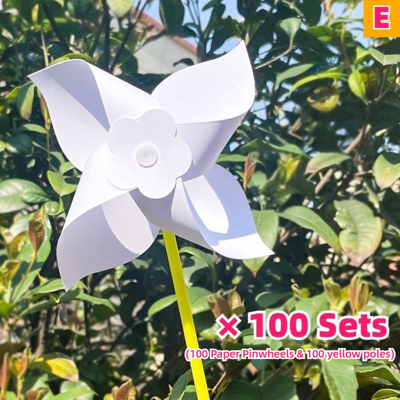 100 шт. Летнее Мероприятие DIY Бумажные Вертушки Наборы для Поделок Заготовки Белые Маленькие Ветряные Мельницы Наборы Оптом Вечеринка Рисования Детская Игрушка Сборка Ручной