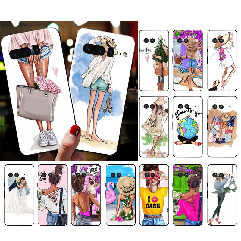 Phone Case For Google Pixel 10 9 Pro XL 9A 8 7 6 Pro Pixel 8A 7A 6A Pixel 8 7 6 5 Christmas Princess Travel Girl