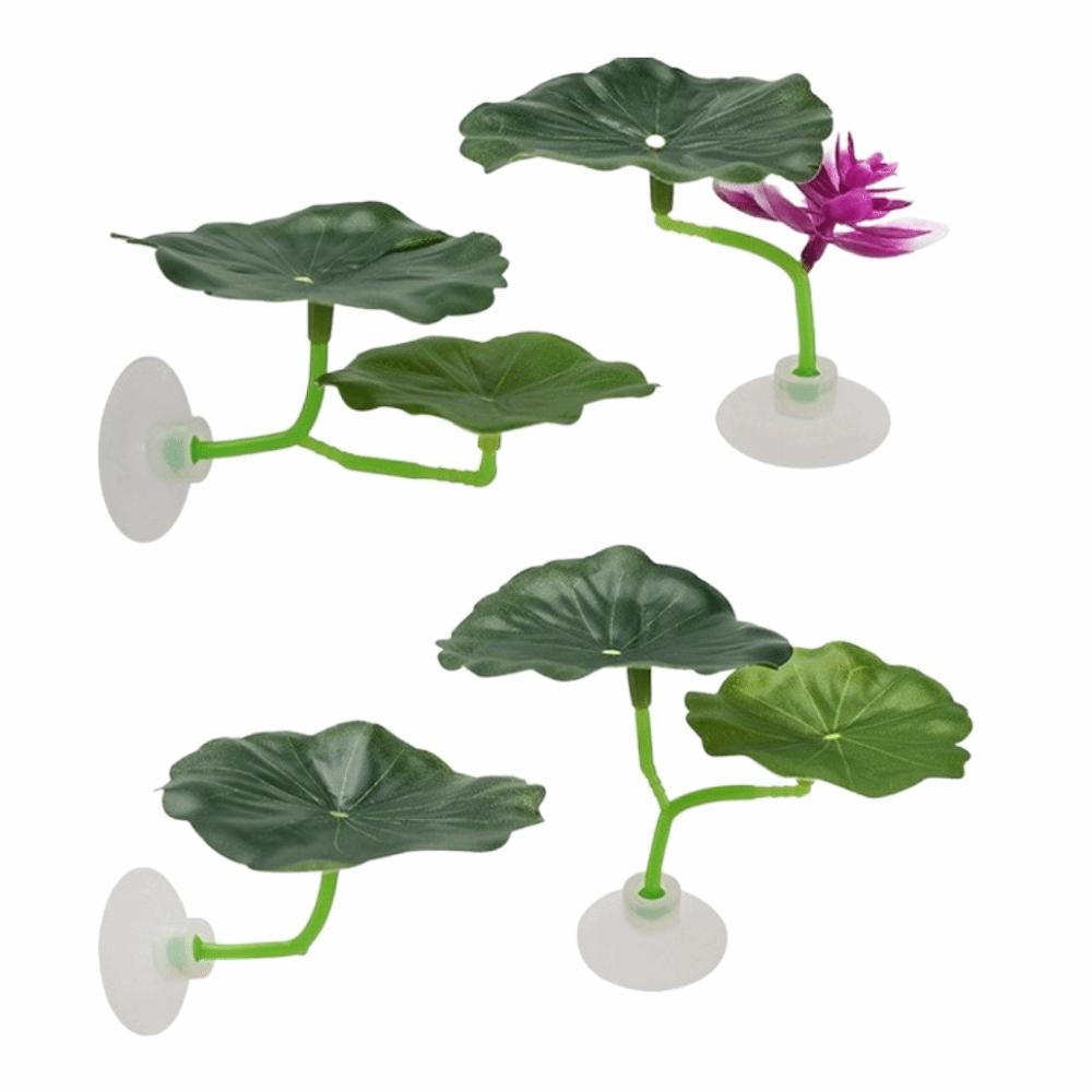 1/4PCS Green Leaf Betta Fish Rest Aquarium-Safe Simulated Lotus Floating Bed Suction Cup Fighting Perch Leaf Hammock