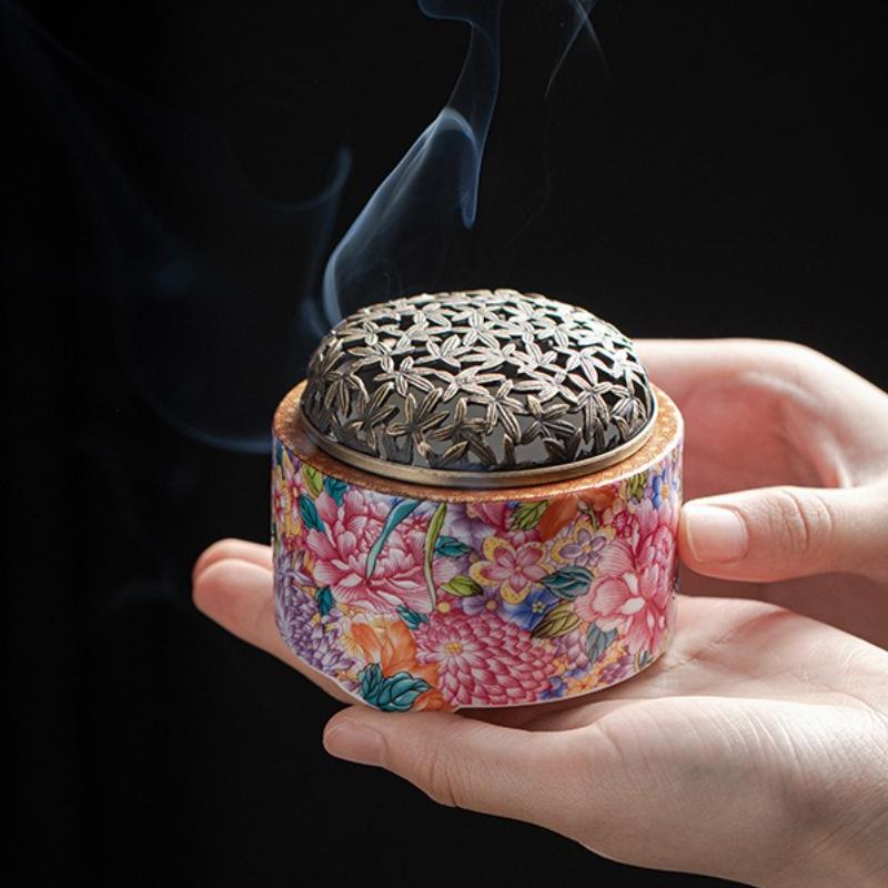 Керамическая подставка для благовоний, держатель для благовоний, украшение для дома, для рабочего стола, креативная эмалевая курильница для благовоний "Цветут сто цветов"