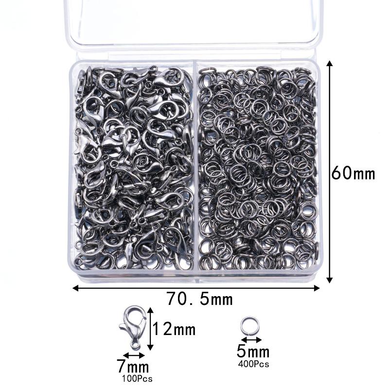 500Pcs/Box Jewelry Making Kit Lobster Clasps & Jump Rings With Box For Diy Chain Necklace Bracelet Anklet Supplies Connectors