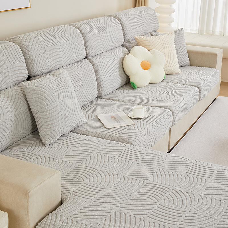 Universal Thickened Sofa Cover for All Seasons, All-inclusive Summer New Jacquard Velvet Non-slip Stretch Sofa Cover for Living Room