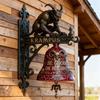 Декоративный настенный колокольчик со скульптурой мифического существа и сложным винтажным шрифтом для использования в помещении и на улице