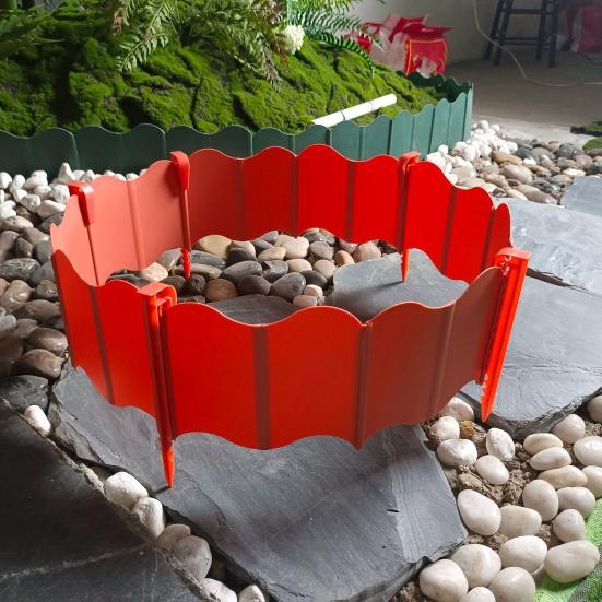 Садовая бордюрная лента Без копки Ландшафтный бордюр Соединяющиеся пластиковые бордюрные панели с колышками для газона, клумбы, забора