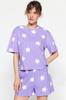 Women's Fashion New Pajama Set Light Pink 100% Cotton Star Patterned Tshirt-Shorts Knitted Pajama Set