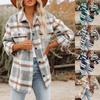 Женская осенне-зимняя модная свободная повседневная клетчатая куртка-рубашка с длинными рукавами