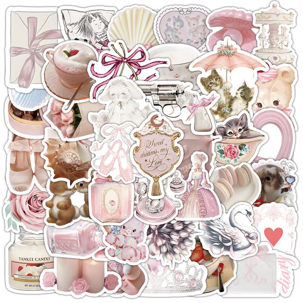 60 листов многоцветных наклеек в стиле ИНС: Реалистичные маленькие объекты в синем, розовом, фиолетовом, желтом и зеленом цветах