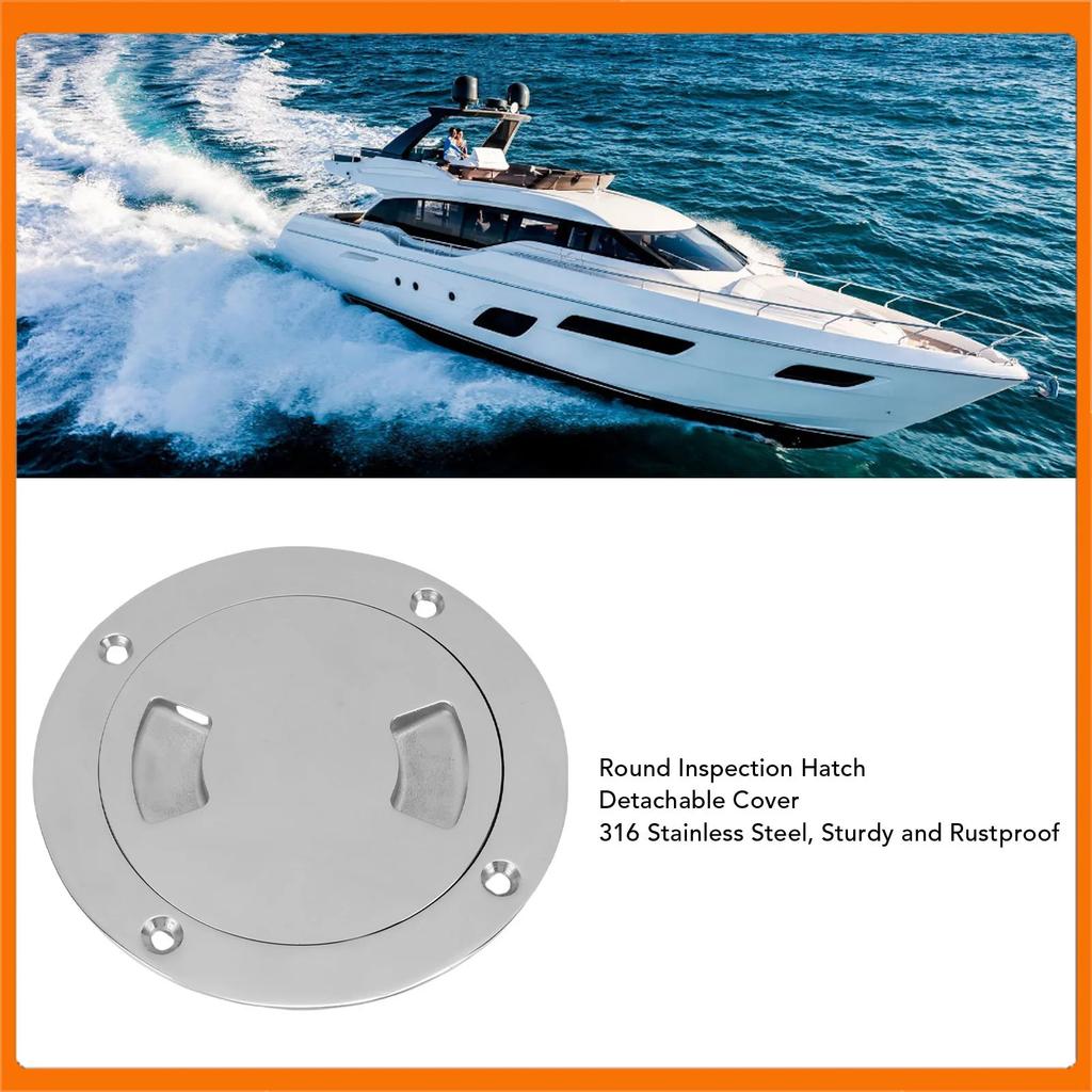 Deck Plate Hatch Detachable Cover 4 Inch 106mm Non Slip Inspection Hatch 316 Stainless Steel Easy Installation for Ship Yacht