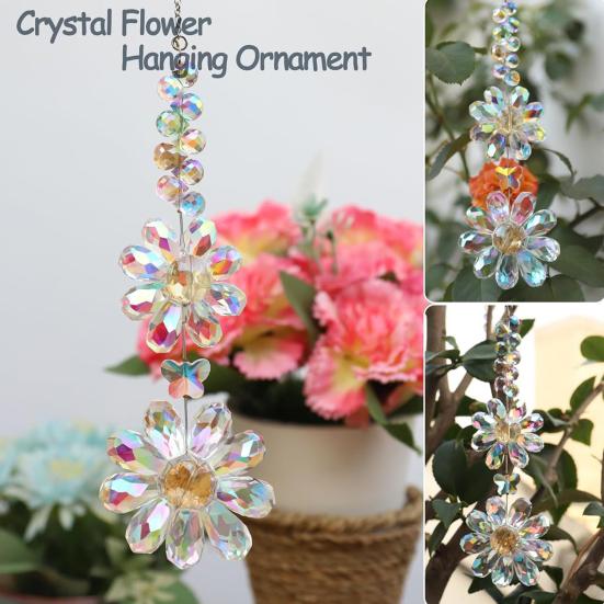 Искусственный хрустальный цветок-ловец солнца, украшение для дома и улицы, красочный искусственный хрустальный двойной подсолнух, подвесное украшение для окна, кулон для создания радуги