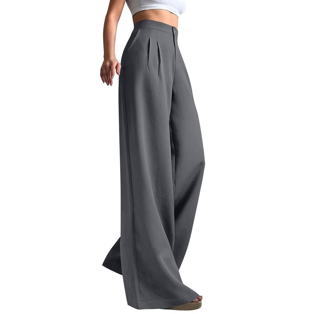 Рабочие брюки женские деловые повседневные с высокой посадкой и широкими штанинами, нарядные рабочие наряды