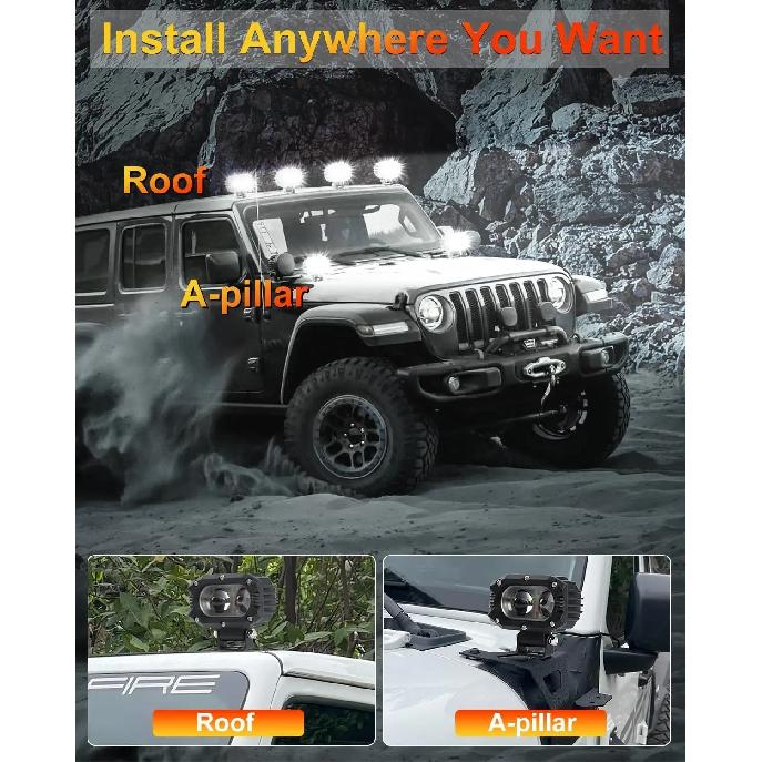Additional 3inch Ligh Mile Led Work Light Bar Driving Lamp Headlights Long -range Accessories 12V 24V Electric 4x4 Led Off Road