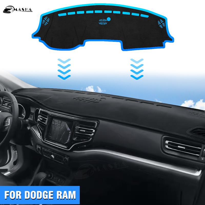 Совместимо с чехлом на приборную панель - 2024 Dodge Ram 1500 2500 3500 Коврик на приборную панель Солнцезащитный козырек Нескользящая сетка Защитная пленка Без бликов