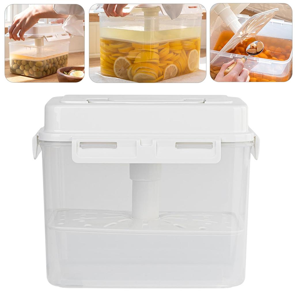 4L Pickle Kimchi Containers Press Plate Leakproof Airtight PP Storage Container with Handle