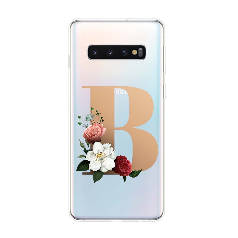 Буква Алфавит Цветы A Силиконовый Чехол Для Samsung Galaxy S21 S20 FE Ultra S10 S10E Lite S9 S8 S7 Edge Plus Чехол для Телефона